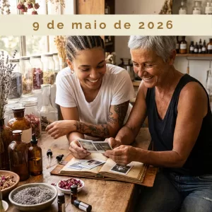 experiência de Dia das Mães, presente criativo de Dia das Mães, oficina de perfumaria botânica, perfume personalizado